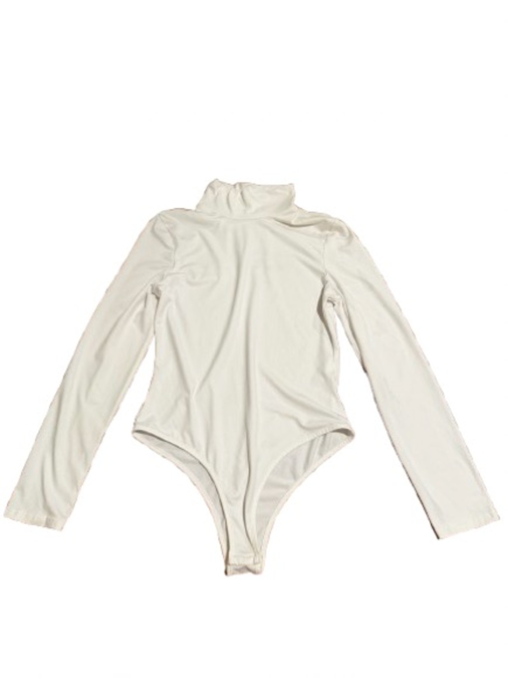 Women’s White Long Sleeve Turtle-Neck Bodysuit Size Medium